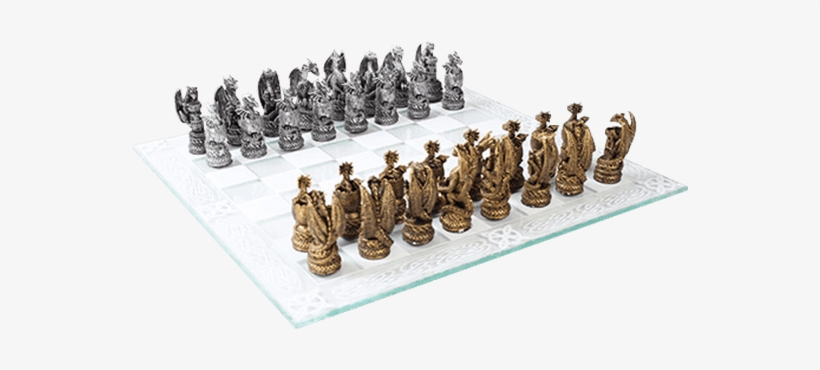 Dragon Kingdom Chess Set - Gold Silver Dragon Kingdom Chess Set With Glass Board, transparent png