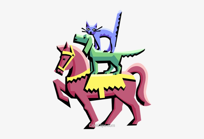 Horse With Cat And Dog Royalty Free Vector Clip Art - Clip Art, transparent png