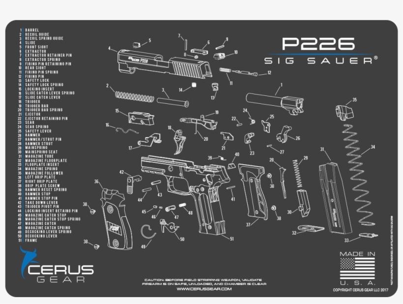 Best Sig 226 Image Schematics Pistol Maintenance Pad - Sig Sauer P226 Schematic, transparent png