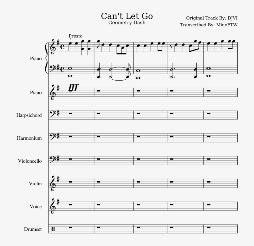 Can't Let Go Sheet Music Composed By Original Track - Sheet Music, transparent png