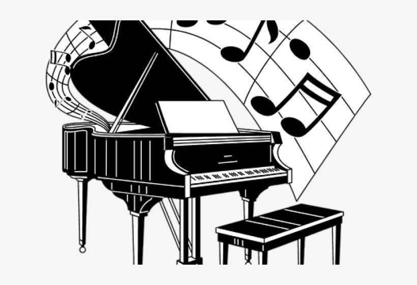 Music Piano Cliparts - Piano With Music Notes Clipart, transparent png