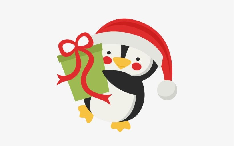 Penguin Clipart Present - Penguin Holding A Present, transparent png