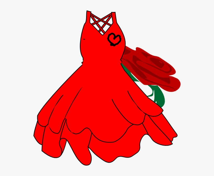 Original Png Clip Art File Red Dress And Roses Svg, transparent png