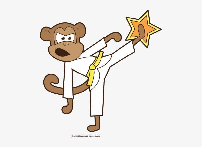 Karate Monkey Clipart Image - Monkey Karate Clipart, transparent png