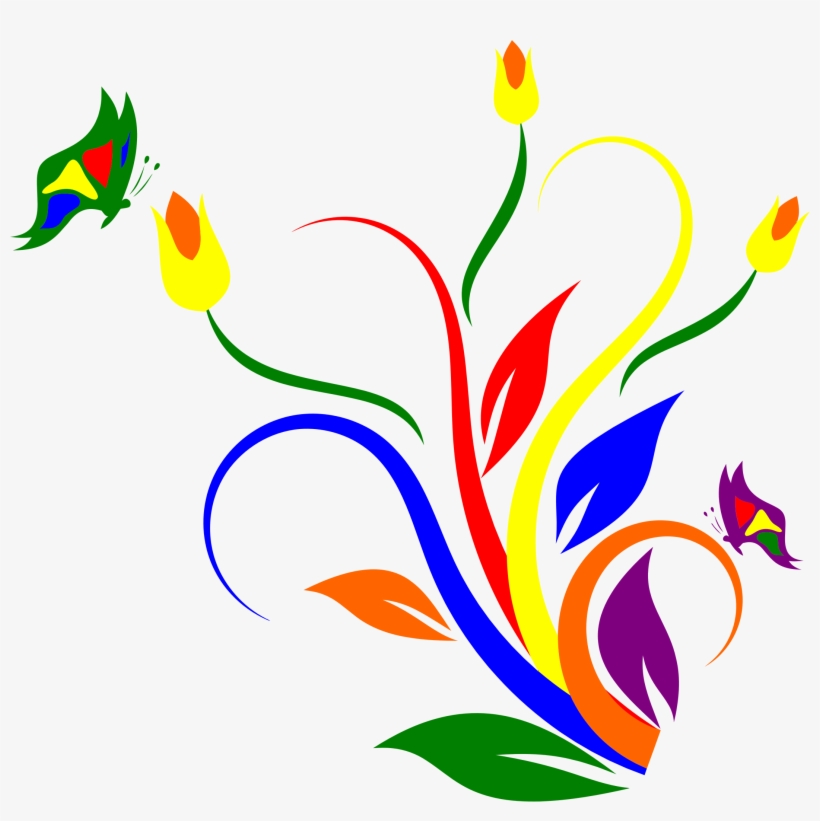 Images Of Flowers And Butterflies - Clip Art Flowers And Butterflies, transparent png