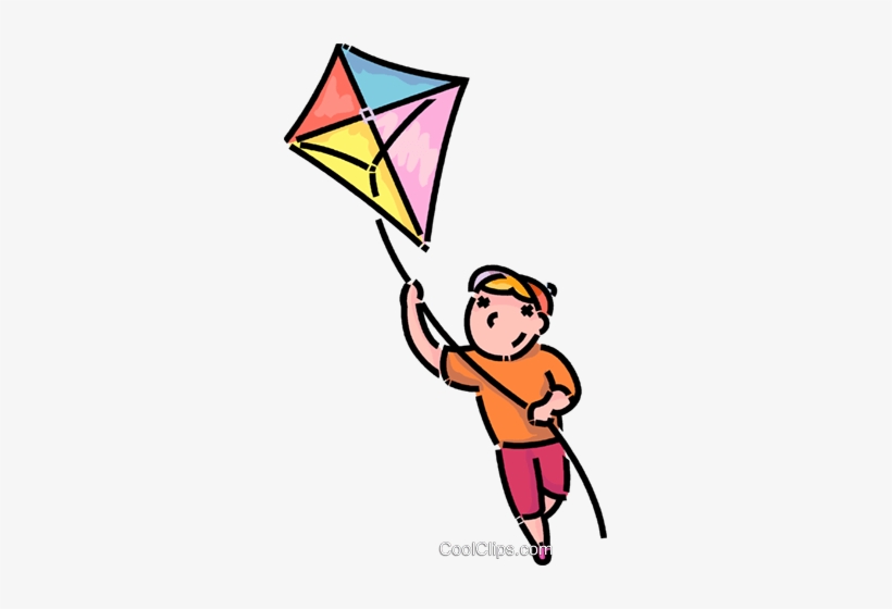 Boy Flying A Kite Royalty Free Vector Clip Art Illustration - Flugdrachen Steigen Lassen Transparent, transparent png