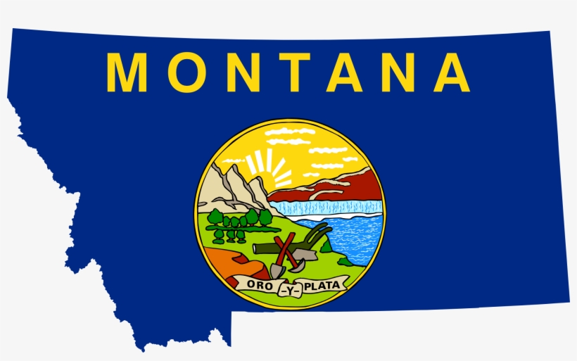 Montana - Clipart - Montana Flag And Map, transparent png