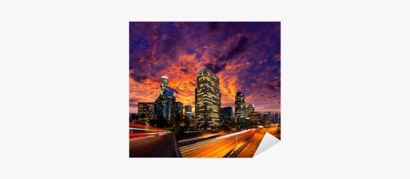 Downtown La Night Los Angeles Sunset Skyline California - Stretched Canvas Print: Los Angeles Sunset Skyline,, transparent png