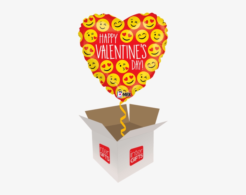 Valentine Emoji Heart - 7 Pc Emoji Happy Valentines Day Balloon Bouquet Kiss, transparent png