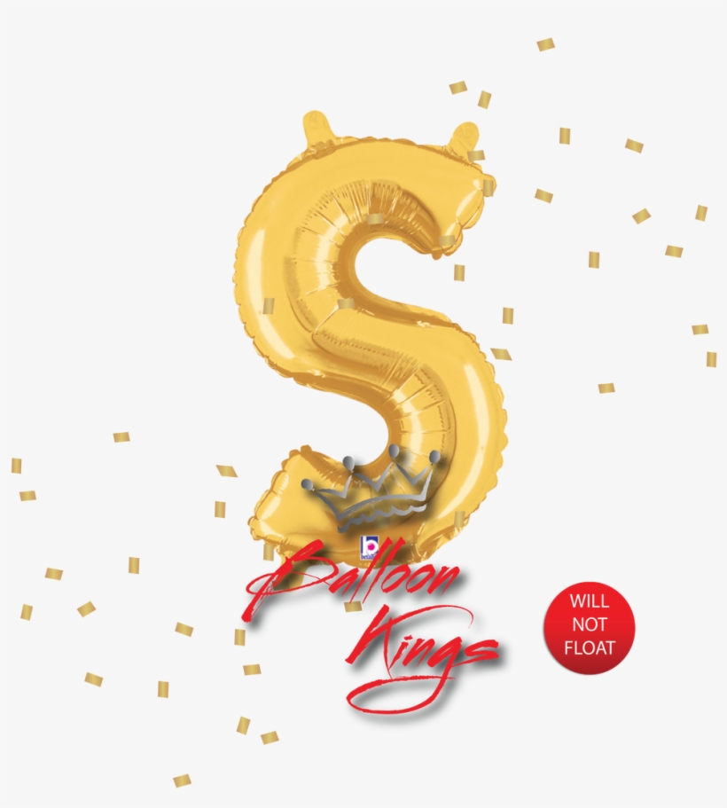 14in Gold Letter S 14in Gold Letter S - 14" Airfill (requires Heat Sealing) Letter Balloon, transparent png