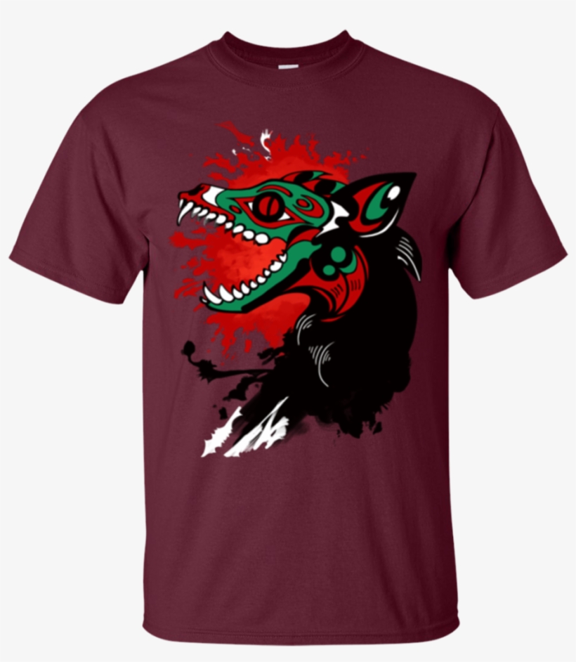Splatter Wolf Skull T Shirt Gildan Ultra Cotton T-shirt - Shirt, transparent png