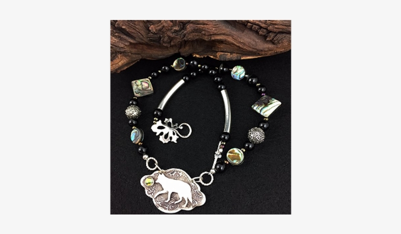 Silver Wolf With Abalone, Black Onyx Agate - Agate, transparent png