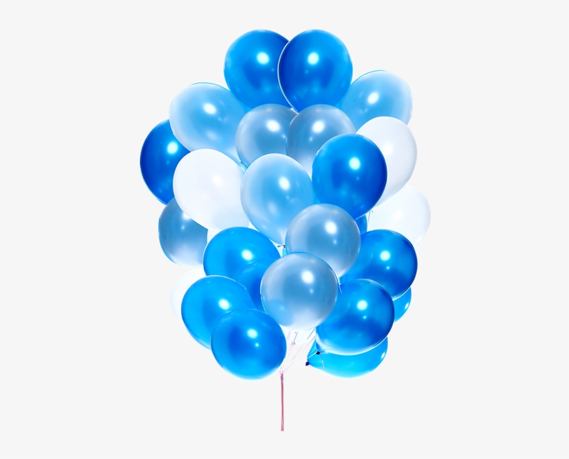 25 Pieces Of Mixed Blue And White Latex Balloons Bouquet - Blue Birthday Balloons Png, transparent png