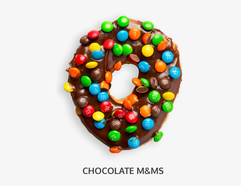 A Donut Dipped In Chocolate & Sprinkled With M&ms - M&m Donut, transparent png