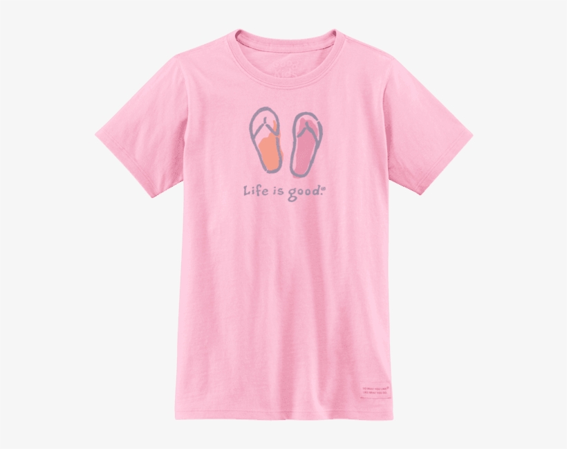 Girls' Watercolor Flip Flops Crusher Tee - T-shirt, transparent png