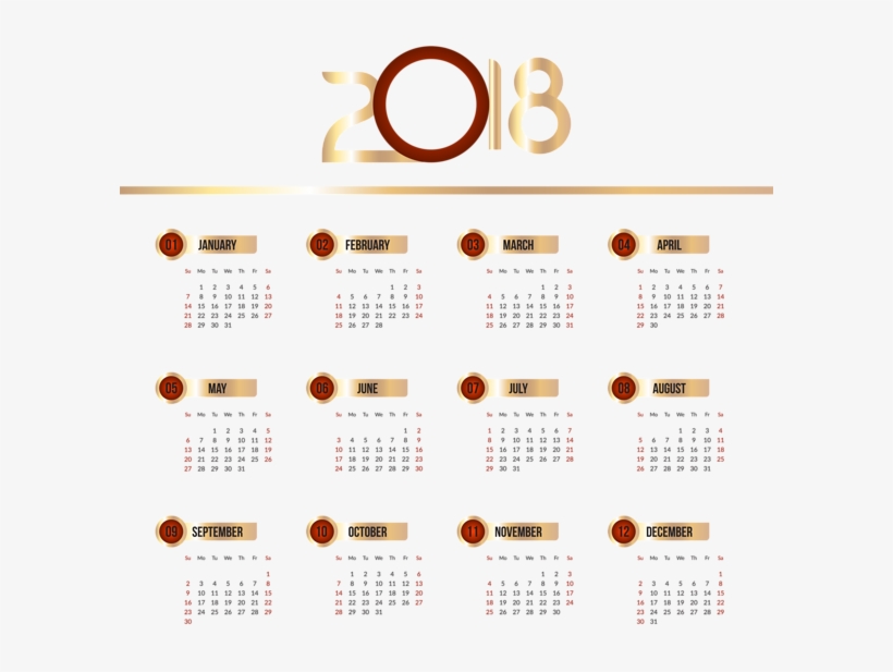 2018 Calendar Transparent Clip Art Png Image - 2018 Calendar Png High Resolution, transparent png