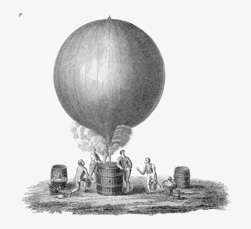 Old Illustration Of Hot Air Balloon Png - Primitive Hot Air Balloon, transparent png