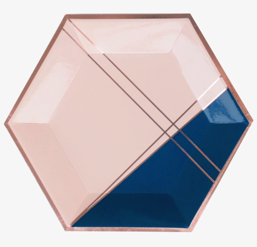 Pale Pink And Navy Colorblock Large Paper Plates - Plate, transparent png