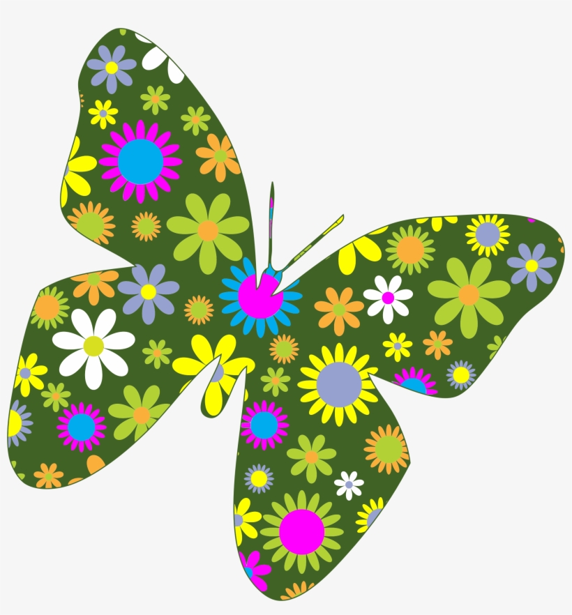 Floral Clipart Butterfly - Clipart Flowers And Butterflies Png, transparent png