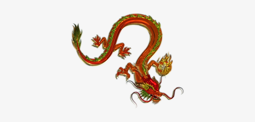 Dragon Art Glass Metallizer China Figure F - Metallic Orange Serpent Dragon Round Ornament, transparent png