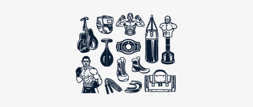 Set Boxing Icons Isolated On White - Icon, transparent png