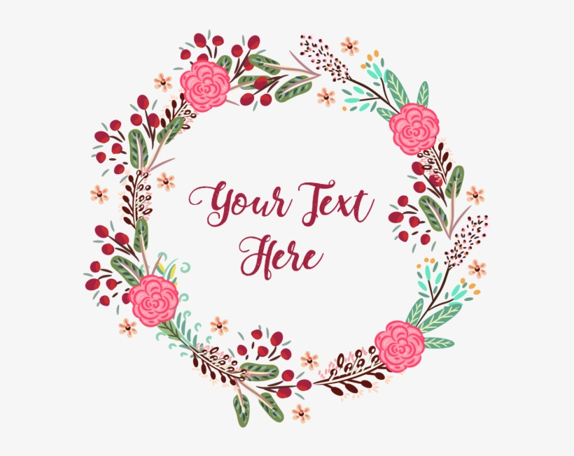 Colorful Floral Wreath With Branches And Flowers Vector - Vector Graphics, transparent png