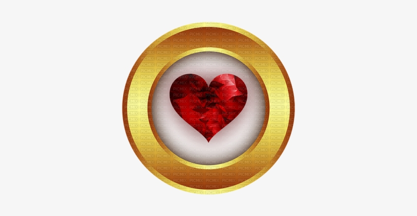 Red Heart Gold Circle - Medal, transparent png