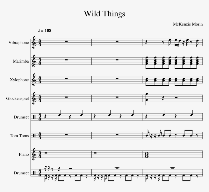 Wild Things Sheet Music Composed By Mckenzie Morin - Nightswimming Rem Music Pdf, transparent png