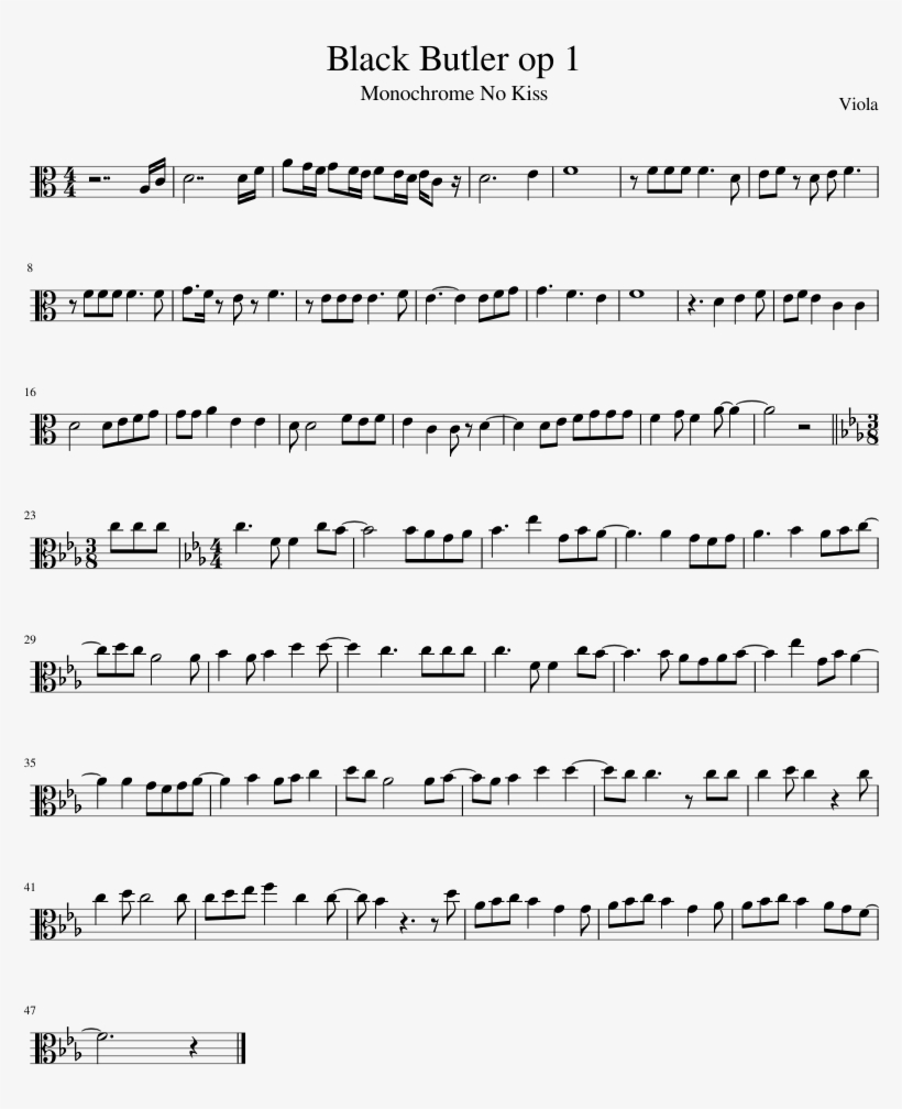 Black Butler Op 1 Sheet Music Composed By Viola 1 Of - Gmea All State Trumpet Etude 2017, transparent png