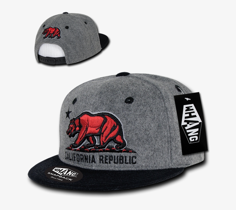 Whang Melton Cali Bear Republic Snapback Hat Hats Caps - Whang Ziger Cali Bear Snap Back Head Wear - Black, transparent png