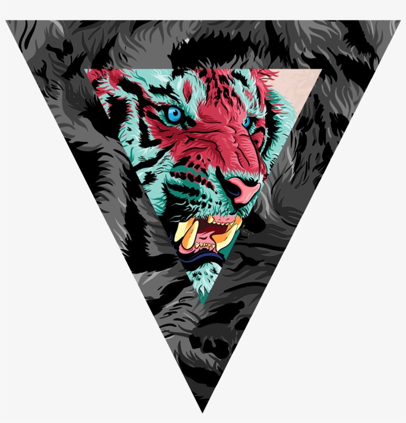 Blue Eyed Wolf Tiger - Illustration Tiger Design T Shirt, transparent png