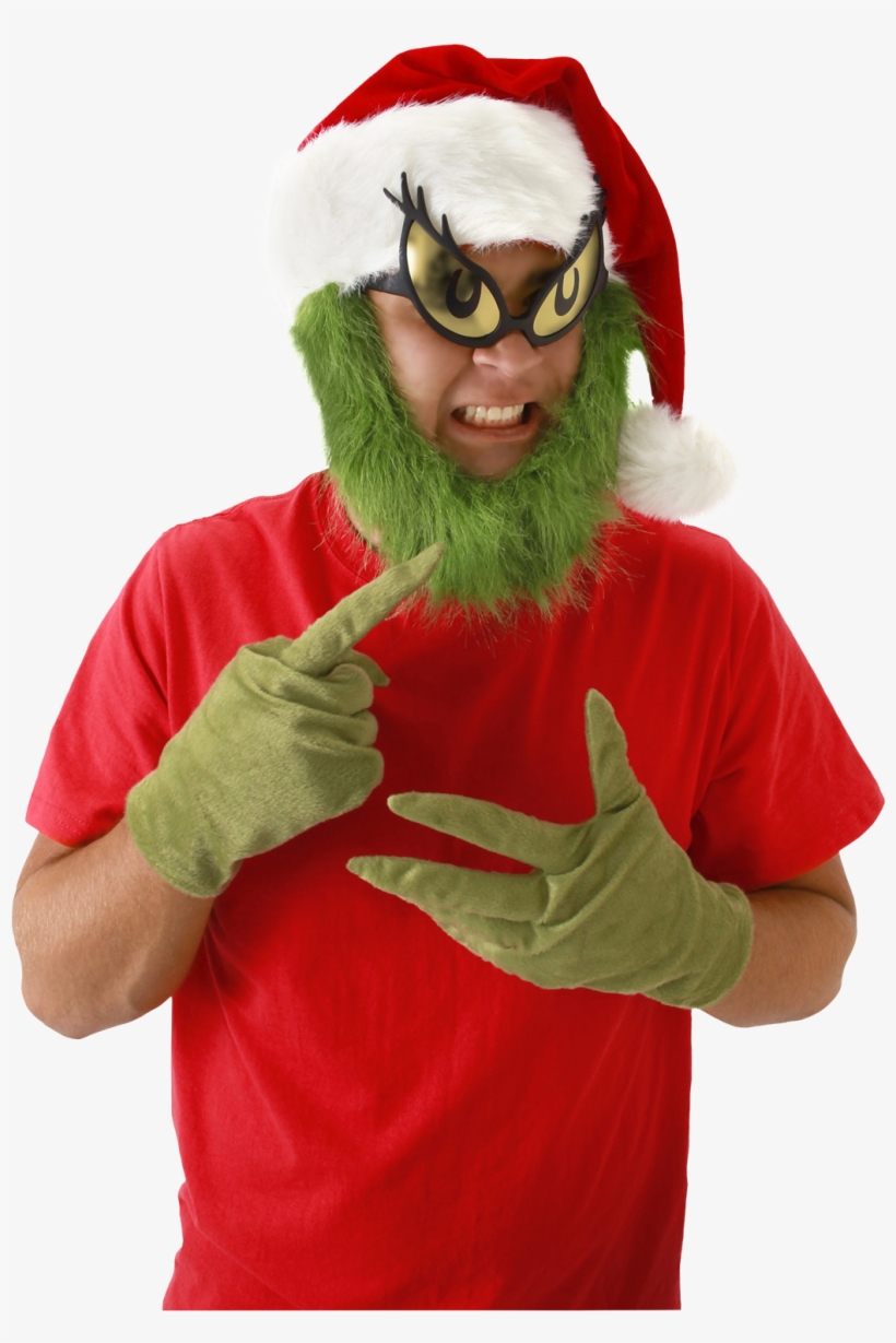 The Grinch Santa Hat With Beard - Adult Grinch Costume, transparent png