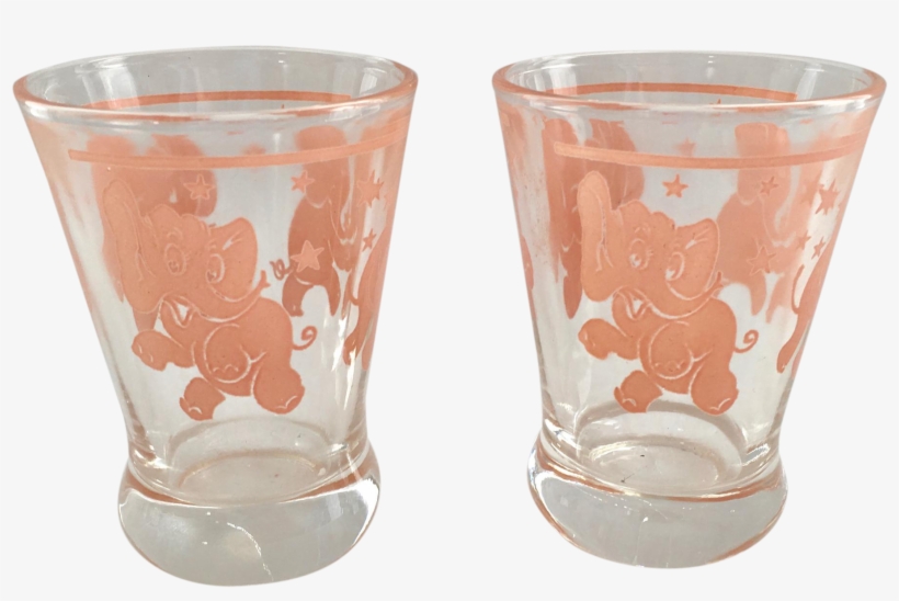 Add These Whimsical Hazel Atlas Dancing Pink Elephants - Old Fashioned Glass, transparent png