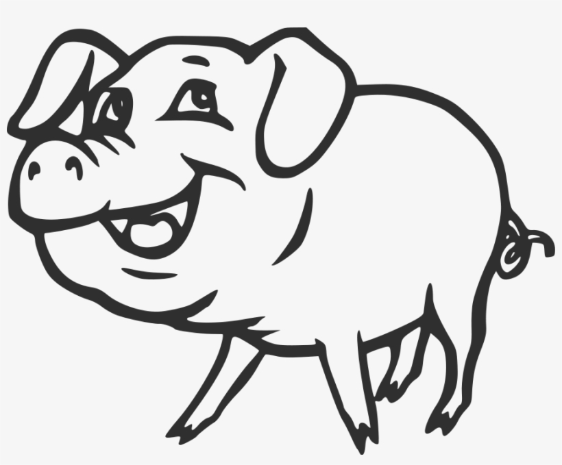 How To Set Use Smiling Pig Icon Png - Pig Black And White Cartoon, transparent png