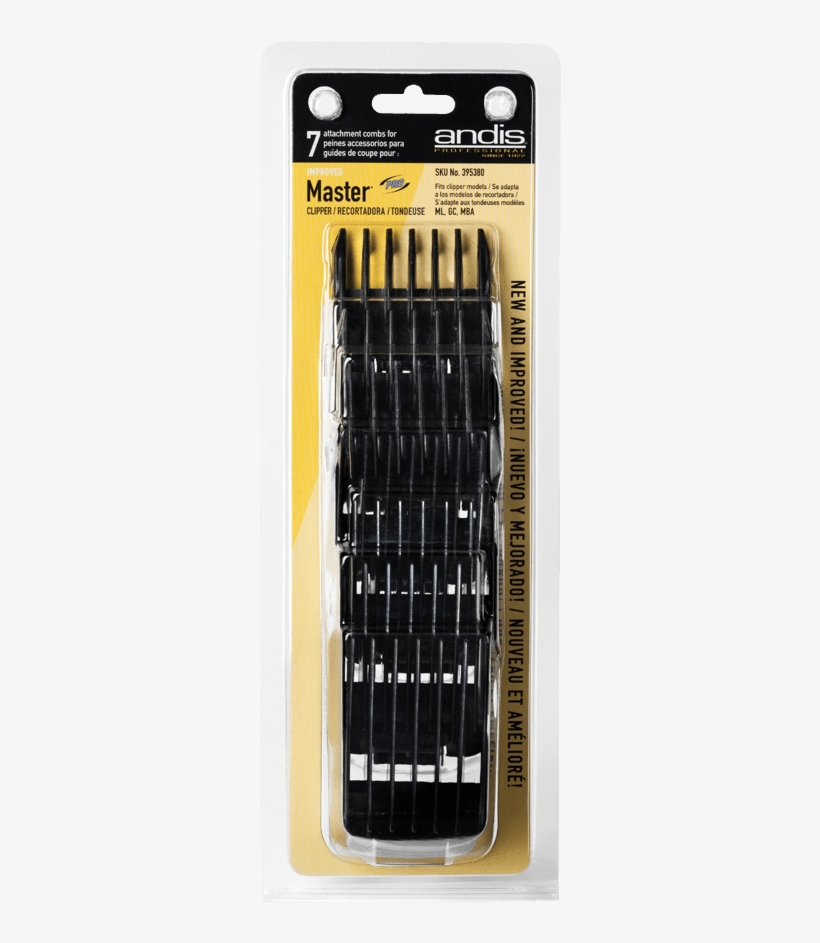 Snap On Blade Attachment Combs, 7 Comb Set - Andis Master Clipper Attachment Combs 7 Pcs 01380, transparent png