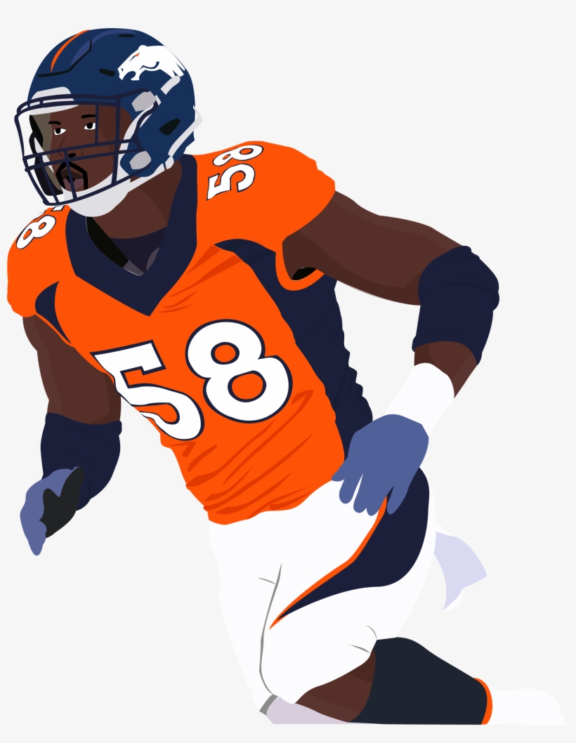 Illustration Of Nfl Player Von Miller, Of The Denver - Von Miller Illustration, transparent png