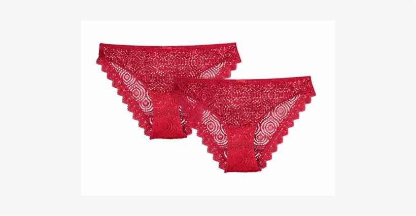 Ladies' Lace Hipster Panties, Red - Panties, transparent png