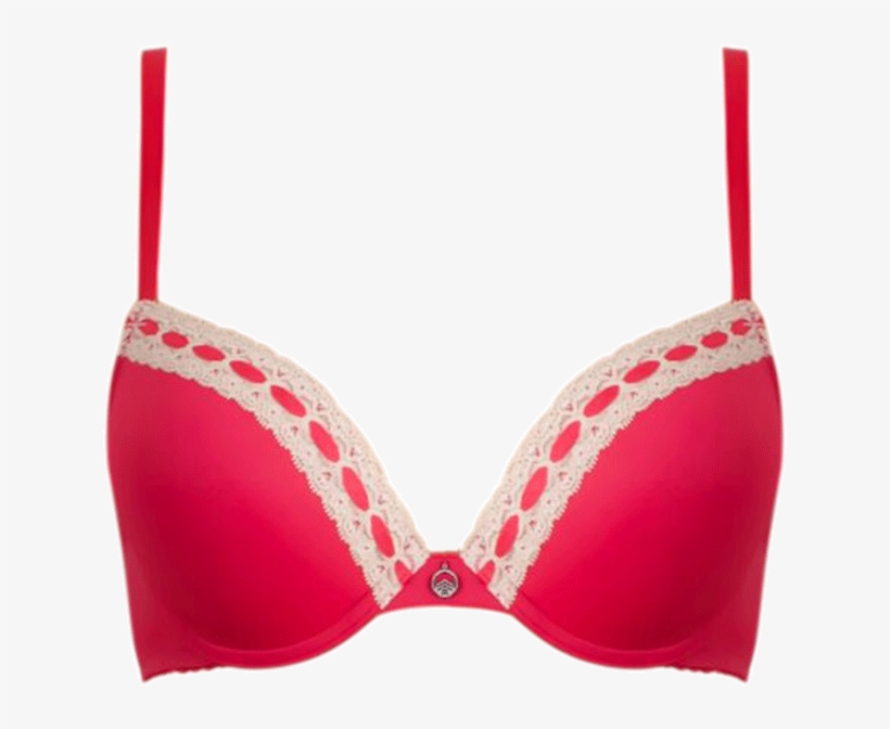 Tshirt With Lace Bra Red & Cream Braa01 2011red/cream - Bra, transparent png