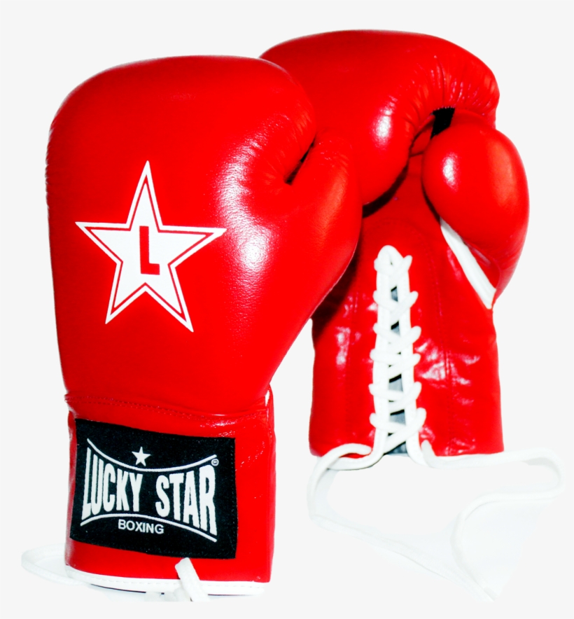 Lucky Star Pro Boxing Lace Gloves Leather Red - Professional Boxing, transparent png