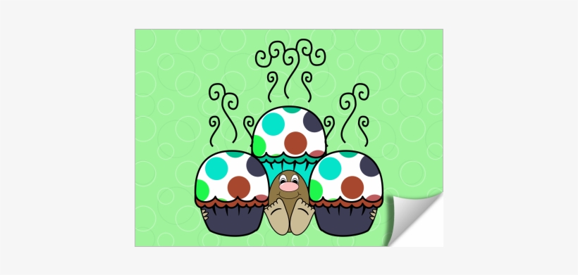 Cute Monster With Cyan And Blue Polkadot Cupcakes - Cartoon, transparent png