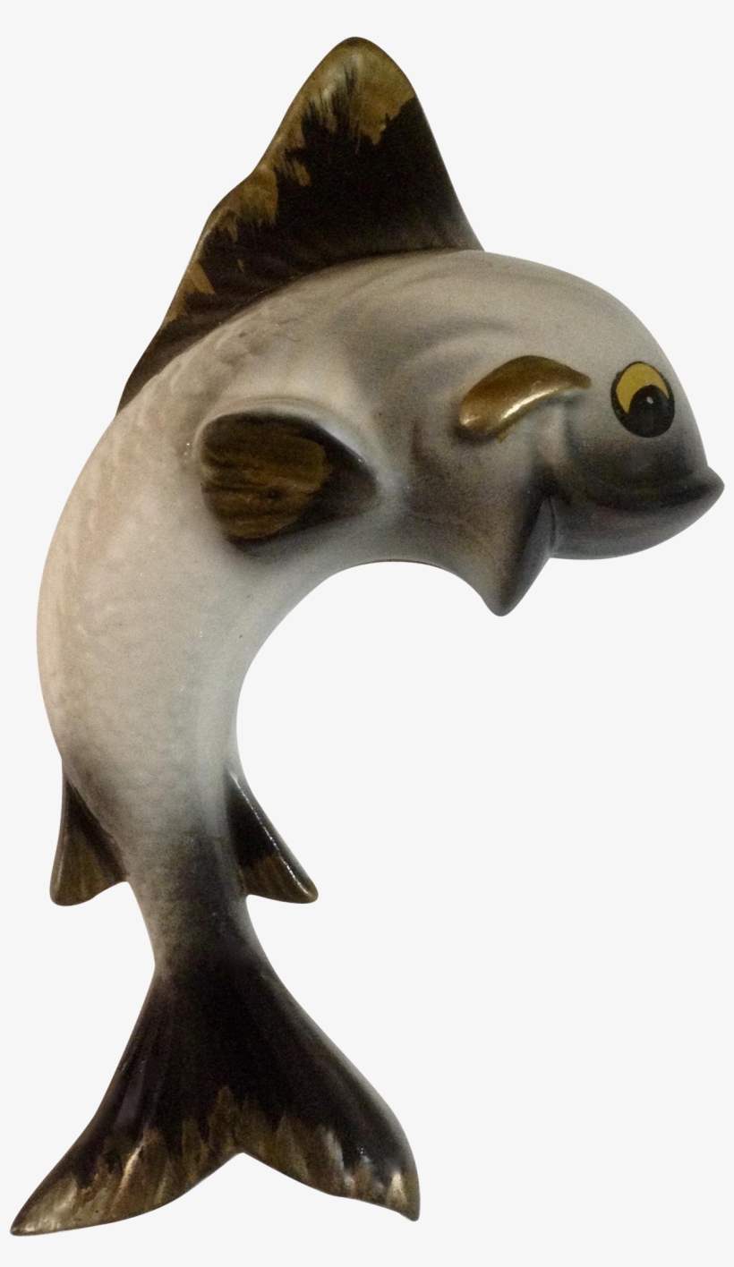 Vintage Jumping Fish Wall Pocket Ceramic Planter Vase - Ceramic, transparent png