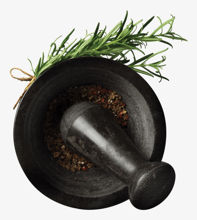 Mortar And Pestle With Herb Sprig - Mortar And Pestle, transparent png