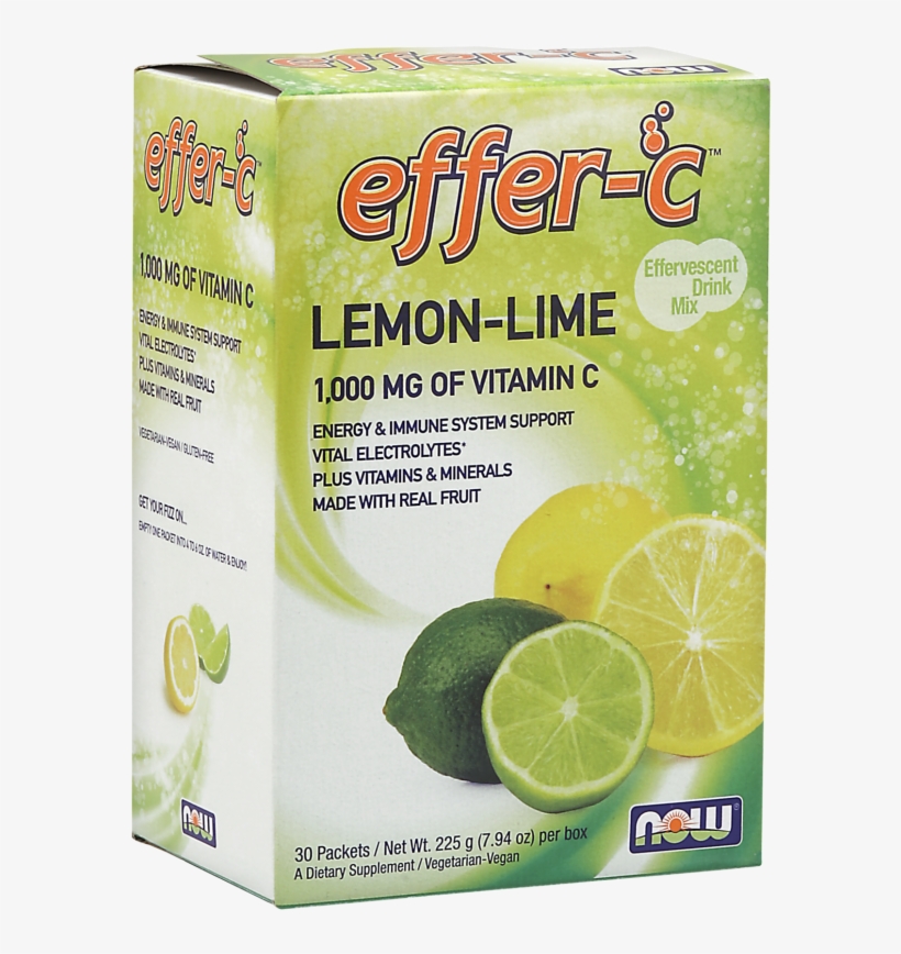 Effer-c™ Lemon Lime Packets - Now Foods Effer-c - Elderberry - 1,000 Mg - 30 Packets, transparent png