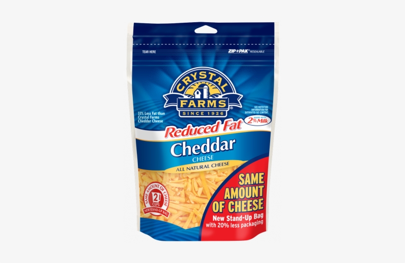 Crystal Farms Reduced Fat Shredded Cheddar Cheese - Crystal Farms Shredded Cheese, transparent png
