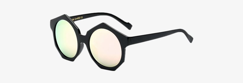 Hipsters Polygonal Frame Mirrored Sunglasses - Sunglasses, transparent png