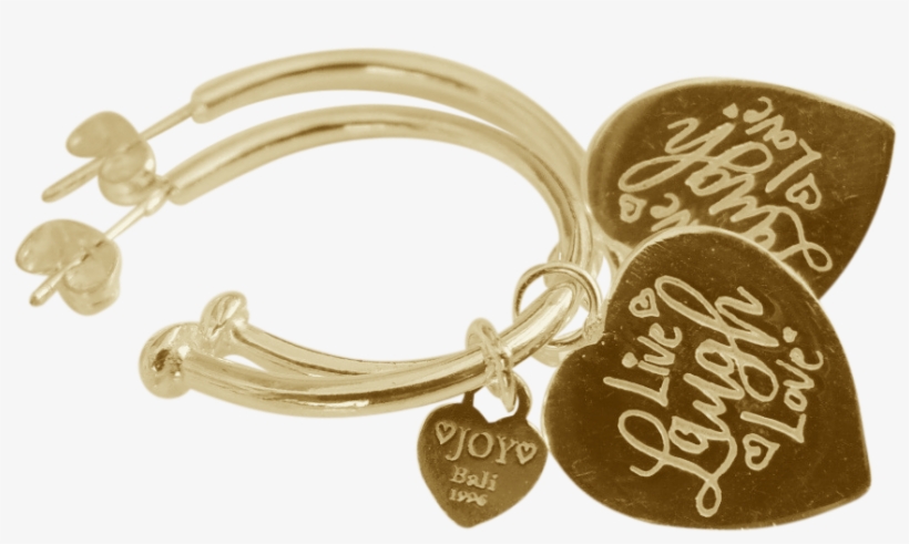 Earring Pipa Live Laugh Love Gold - Joy Jewellery Bali, transparent png