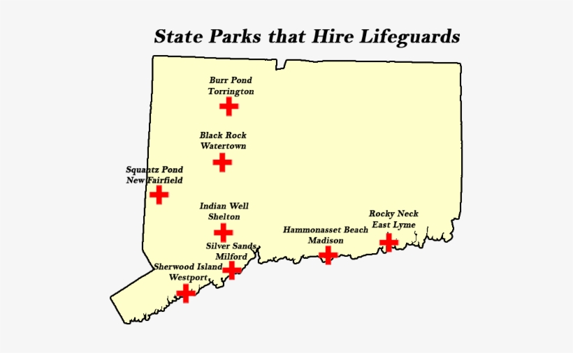 Map Of State Parks That Hire Lifeguards - Connecticut, transparent png