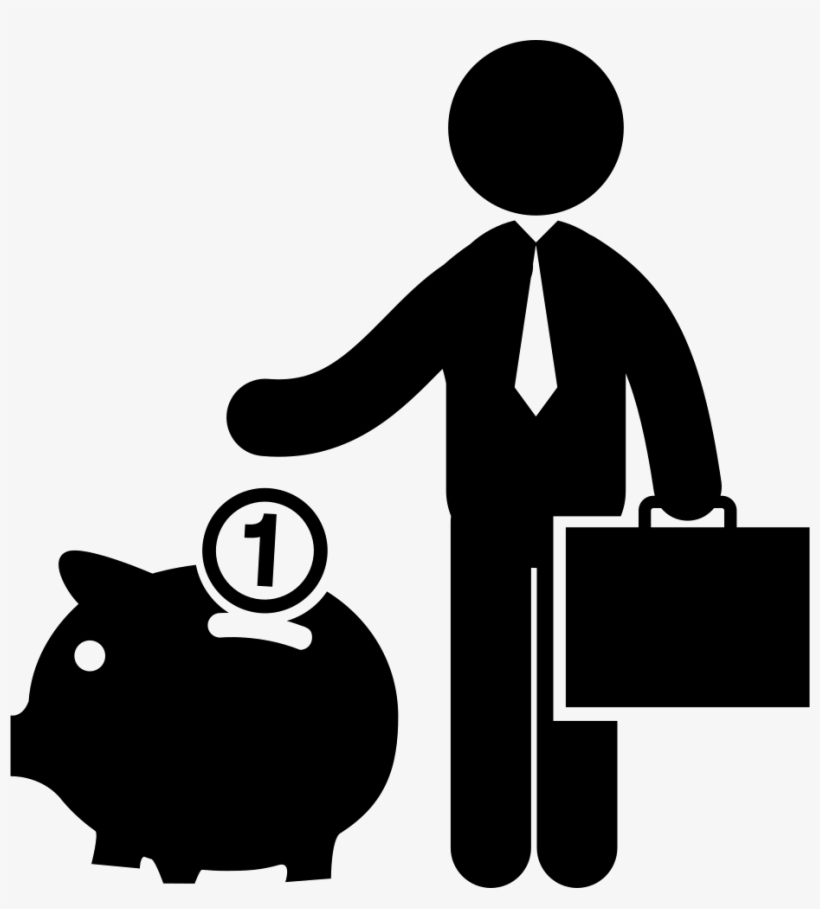 Businessman Saving Money In A Piggy Box Comments - Cartera De Clientes Icon, transparent png