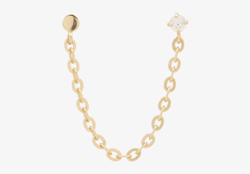 10k Solid Yg Stud Cz Single Chain Stud - Necklace, transparent png