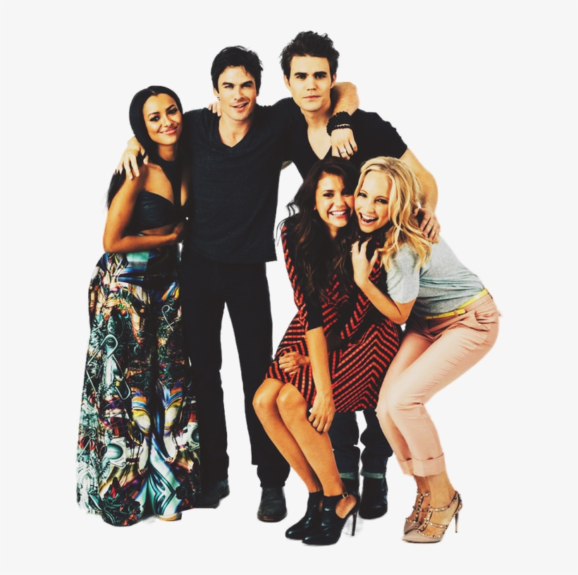 Candice Accola, Ian Somerhalder, Kat Graham, Nina Dobrev, - Bonnie Stefan Caroline Damon Elena, transparent png
